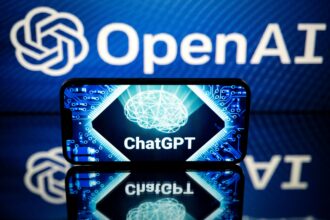 This picture taken on January 23, 2023 in Toulouse, southwestern France, shows screens displaying the logos of OpenAI and ChatGPT. Credit: Lionel Bonaventure/AFP via Getty Images