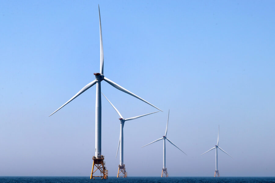 The Block Island Wind Farm off the coast of Block Island, Rhode Island, is pictured on June 13, 2017. Credit: David L. Ryan/The Boston Globe via Getty Images