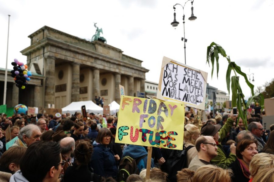 Participants in the Fridays For Future movement protest during a nationwide climate change action day in front of the Brandenburg Gate on September 20, 2019 in Berlin, Germany. Credit: Maja Hitij/Getty Images