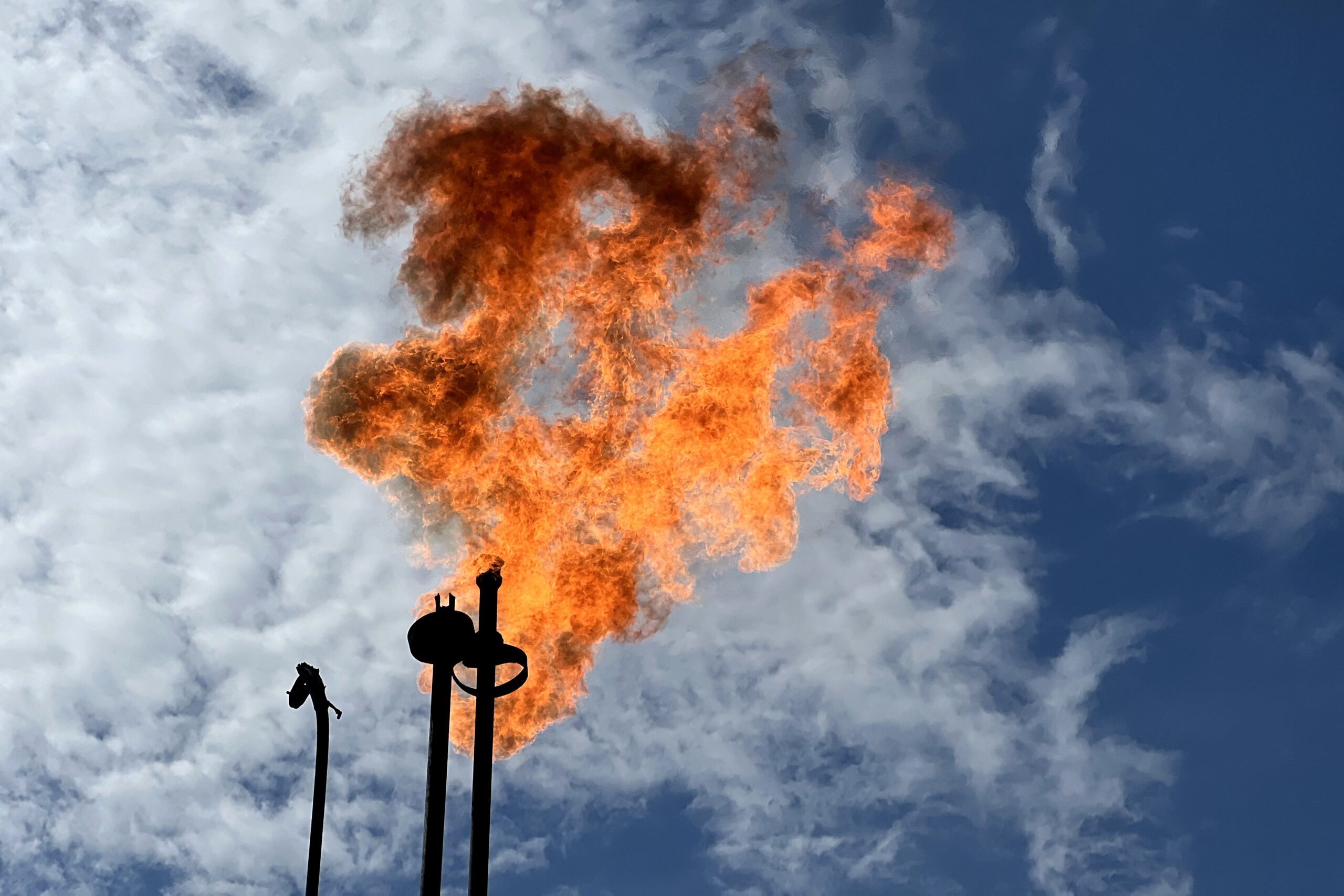 A gas flare at an oil well site in the Ecuadorian Amazon region. Flaring has been linked to adverse health outcomes like increased risk for preterm births and asthma. More than 440 flares dot the landscape of the Ecuadorian Amazon rainforest. Credit: Katie Surma/Inside Climate News