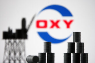 Occidental Petroleum Corporation (OXY) logo. Credit: STR/NurPhoto via Getty Images.